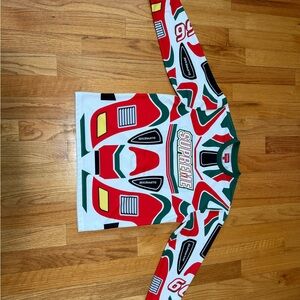 Supreme Red and Green Jersey Shirt with Dynamic Design